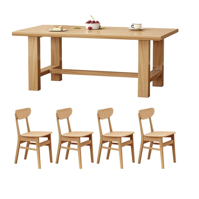 Solid wood solid large table set, Burlywood, 29.52"H x 78.74"L x 35.43"W