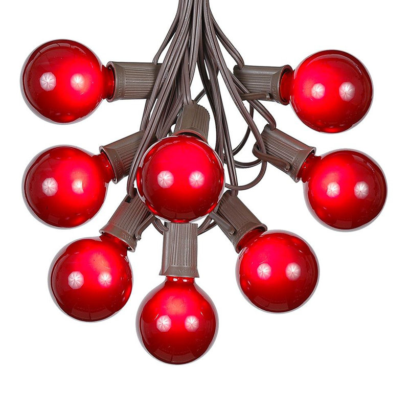Outdoor 25 - Bulb 25'' Plug-in Globe String Light, Red, Brown