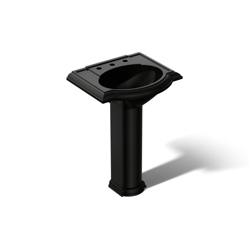 Devonshire Ceramic 25" Pedestal Bathroom Sink with Overflow, Dune, Widespread Faucet