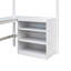 Lit mezzanine blanc avec bureau et tablettes. Structure en bois de pin massif pour plus de stabilité. Idéal pour les maisons à espace limité. Tablettes et espace de jeu supplémentaires - blanc, une étude paisible