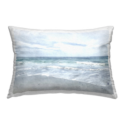 Serene Overcast Beach Outdoor Printed Pillow by Christine Zalewski