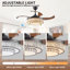 48" Contemporary Crystal LED Retractable Ceiling Fan With Light And Remote Control, 6-Speed Quiet Reversible DC Motor,4 Blades Modern Ceiling Fans For Kitchen Bedroom Dining Room Patio
