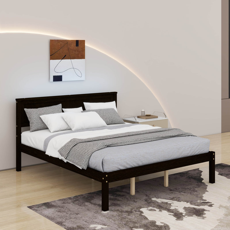 Platform Bed With Headboard, Queen, Espresso