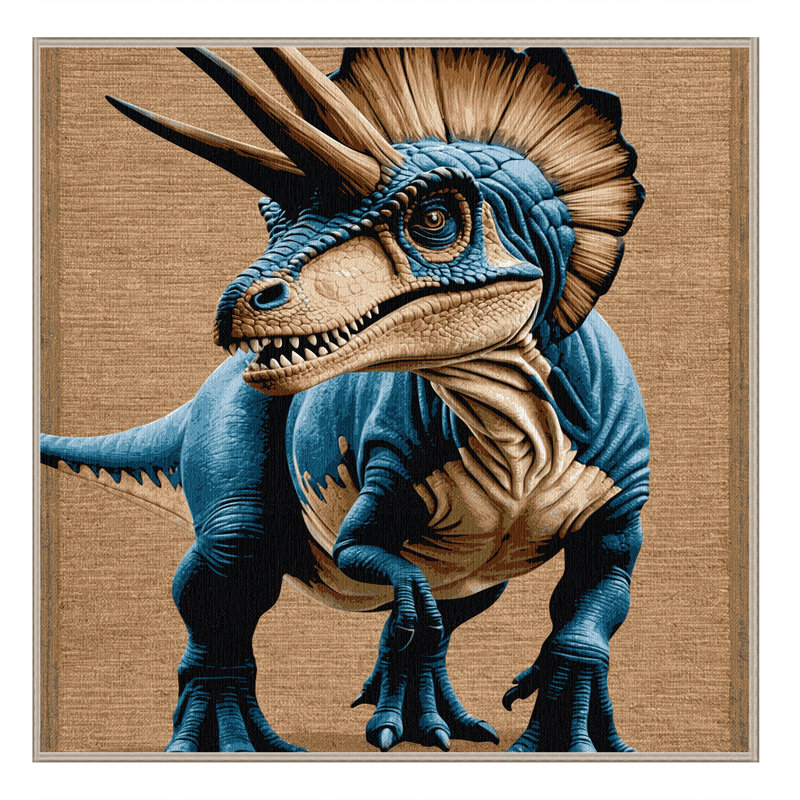 Machine Washable Dinosaurs Brown Area Rug, Square 7'