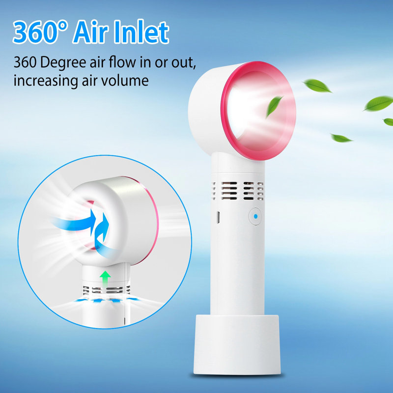 Portable Handheld Bladeless Rechargeable Cooling USB Desktop Use Fan with 3 Gears Cooling Fan, White