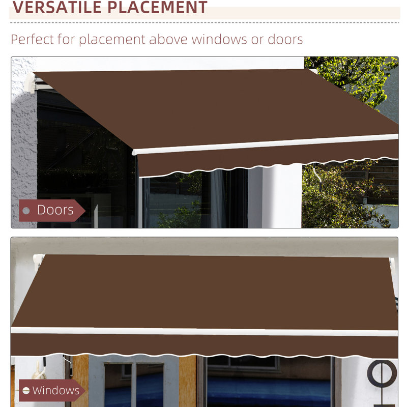 Auvent de terrasse 13 pi x 8 pi et toile à eau, manivelle manuelle, brun café pour terrasse attrayante, terrasse auvent 13 pi x 8 pi, terrasse, eau, élégance
