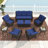 9-Piece 7-Seat Patio Furniture Set, Brown Wicker Outdoor Conversation Sets with Swivel Rocking Chairs, Comfortable Removable Washable Cushions & Glass-Top Side Tables-1639432012