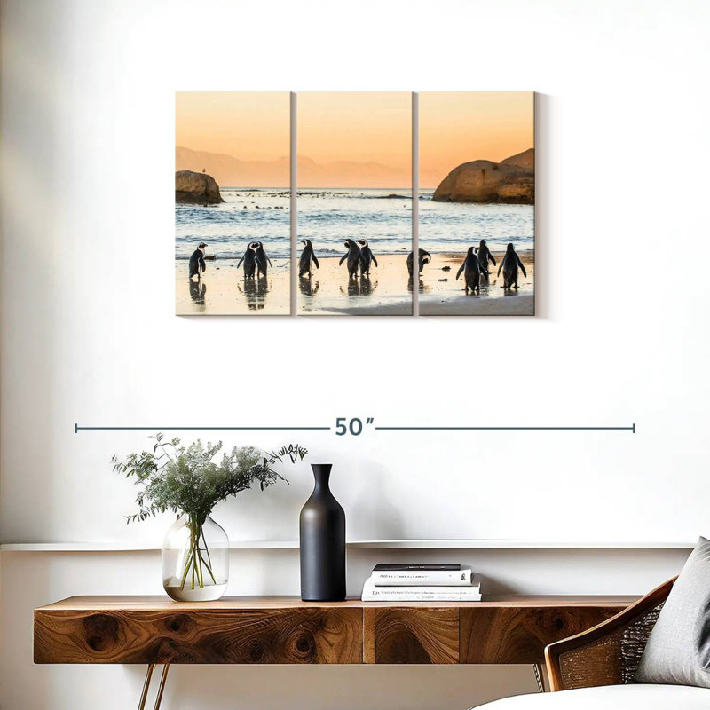 Brampt Penguins On The Shore, 20" H x 33" W