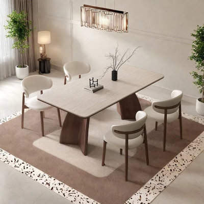 Ensemble de table et chaises de salle à manger rétro en bois massif