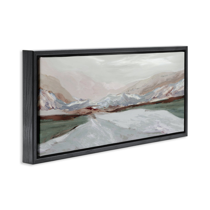 Cadre flottant Sprawling Waters Landscape, conception de Jacob Q, Cadre flottant noir de jais, H 11 po x l 25 po