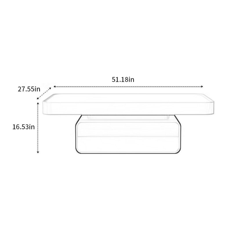 Table basse légère et luxueuse de style crème, H 16,53 po x L 51,18 po x l 27,55 po