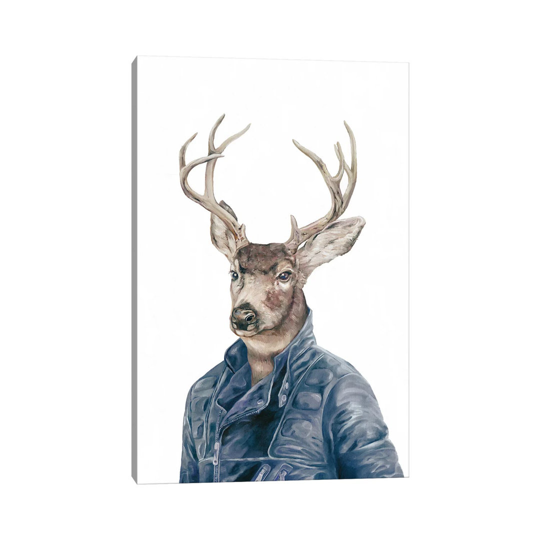 " Deer In Navy Blue " by Animal Crew East Urban Home