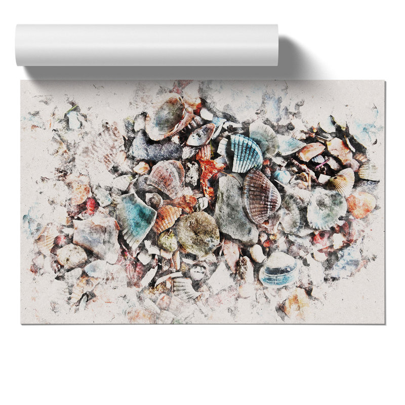Shells on the Beach Watercolour - Frameless Print, 42cm H x 59cm W x 0.1cm D