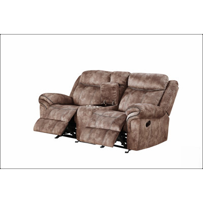 Luxurious Two-Tone Chocolate Velvet Recliner Loveseat With USB Port And Storage Console For Ultimate Comfort And Style