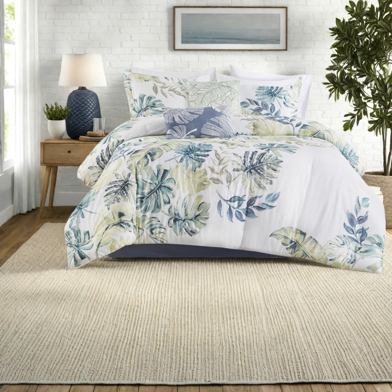 Ensembles de literie pour lit très grand surdimensionnés, style bord de mer tropical pour la maison