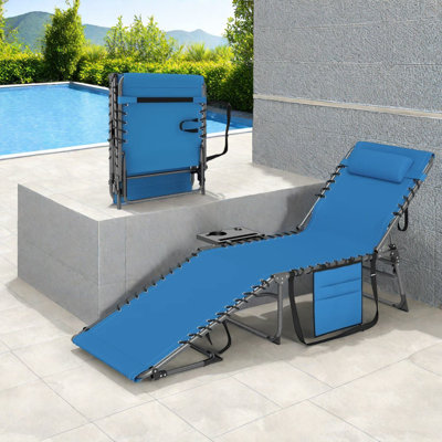 Chaise de patio réglable en acier, portable et confortable pour la détente en plein air