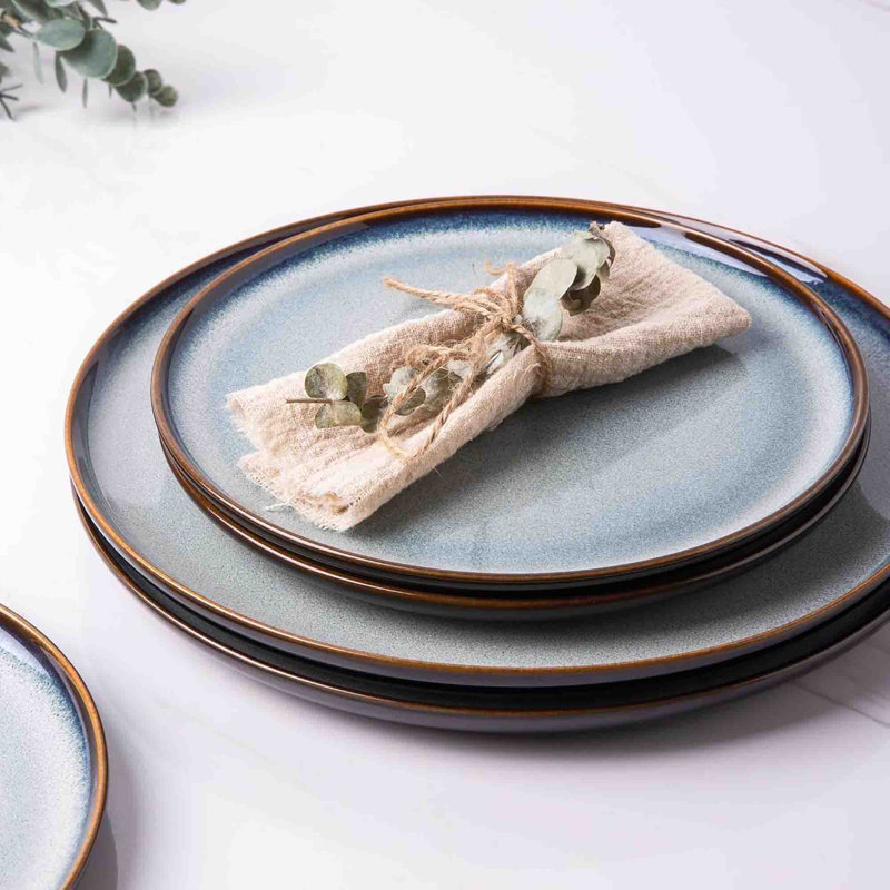 Rinoa Piece Ceramic Dinnerware Set - Service for 4, Ocean Blue