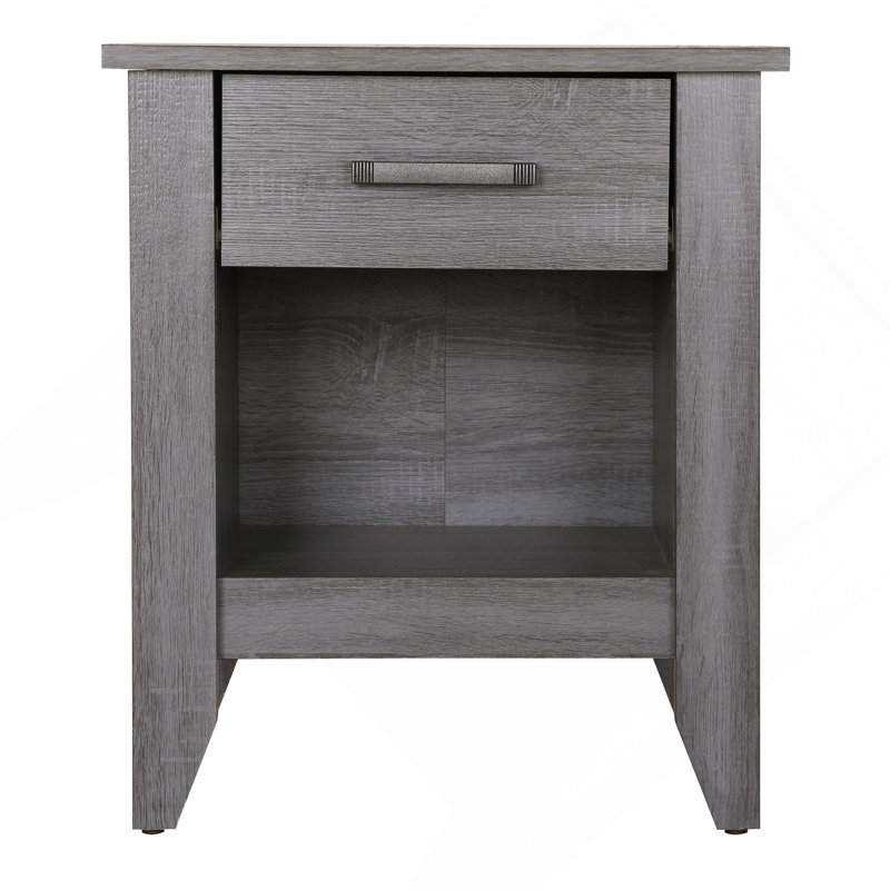 Table de chevet moderne grise avec options de rangement, Gris