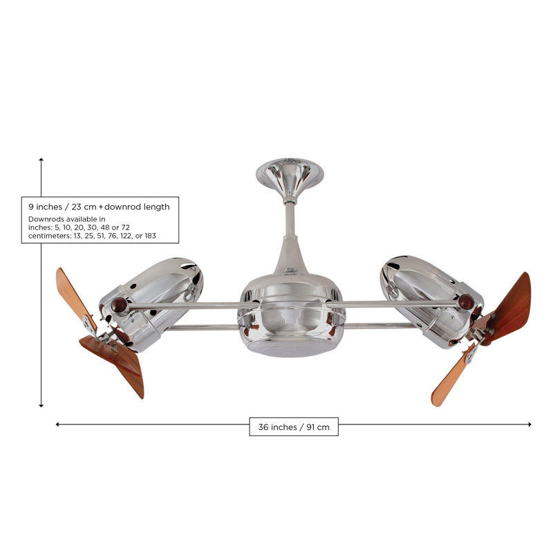 Duplo-Dinamico Downrod Ceiling Fan, Brushed Nickel
