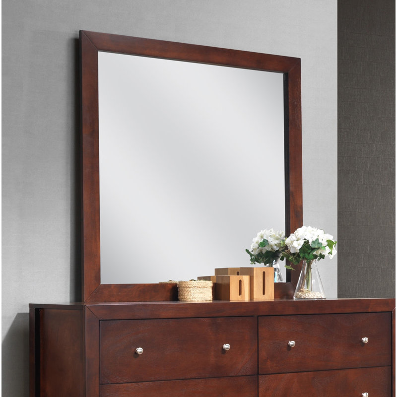Aguilar Wood Square Wall Mirror, Cherry