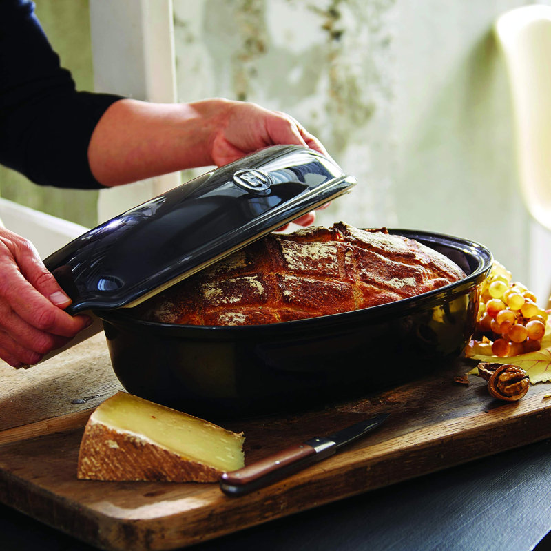 Emile Henry Ceramic Non-Stick Dishwasher Safe Artisan Bread Baker, Charcoal