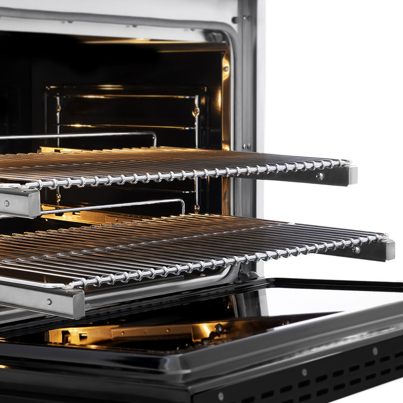 ZLINE Autograph Edition 36 in. 5.2 cu. ft. Paramount Dual Fuel Range W/ 6 Burner DuoPro Cooktop and Electric Convection Oven in Satin Stainless Steel W/ Black Matte Door and Champagne Bronze Accents