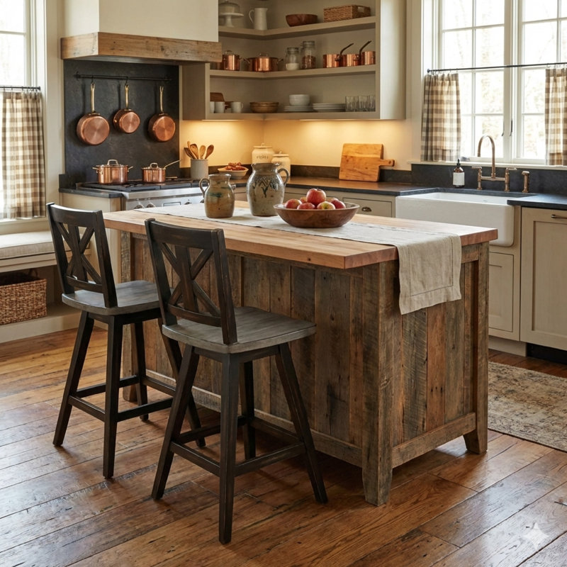 Katsumasa Swivel Solid Wood Counter Stool, Brown