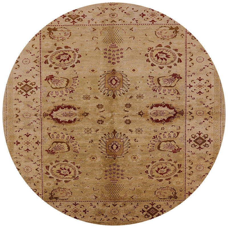 Tapis oriental brun / rouge, Rond 4 pi
