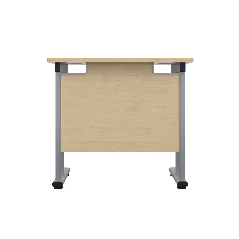 Bouton Metal Base Desk Shell, Beech, Silver