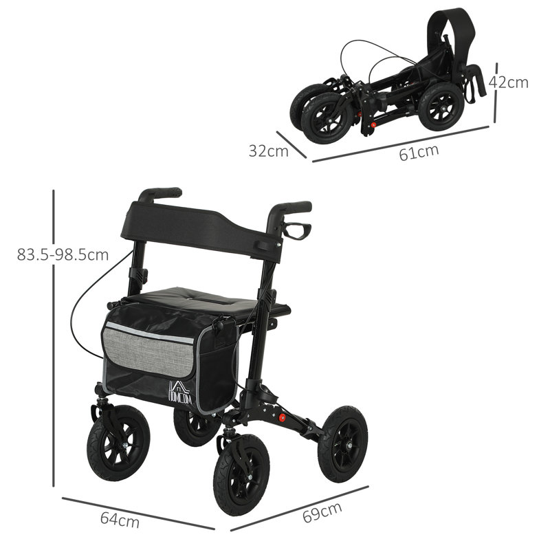 HOMCOM Rollator Walker Lightweight Mobility Walker with All-Terrain Wheels