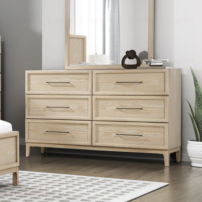 Dresser of 6-Drawers  Ball Bearing Glides Wooden Bedroom Furniture
