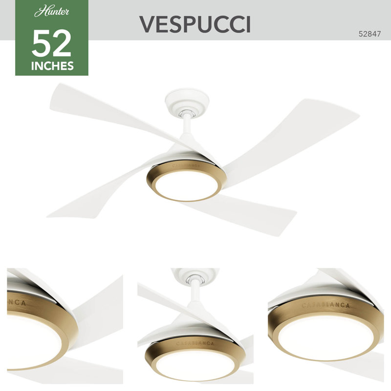 Vespucci 52'' Ceiling Fan with LED Lights, White