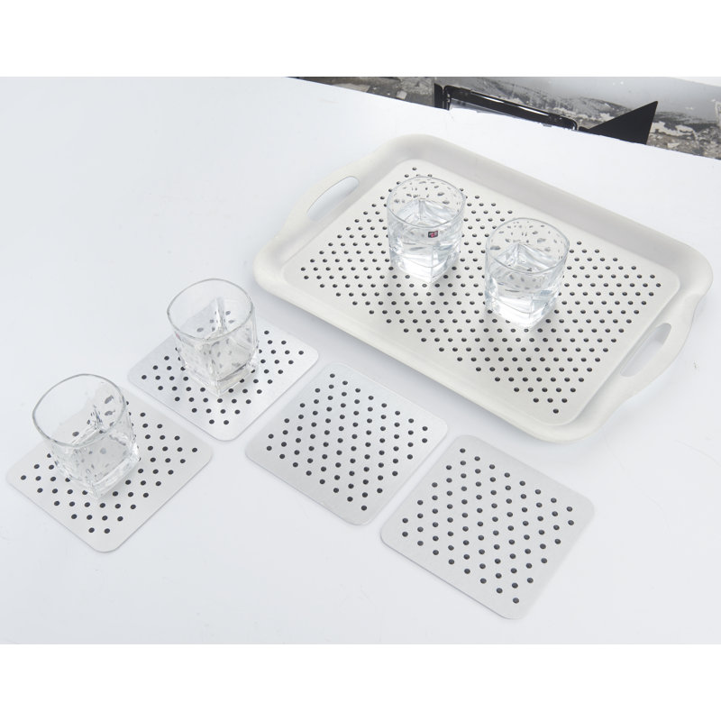 Copper Non-Slip Tech Tray and Coasters Set with Handles
