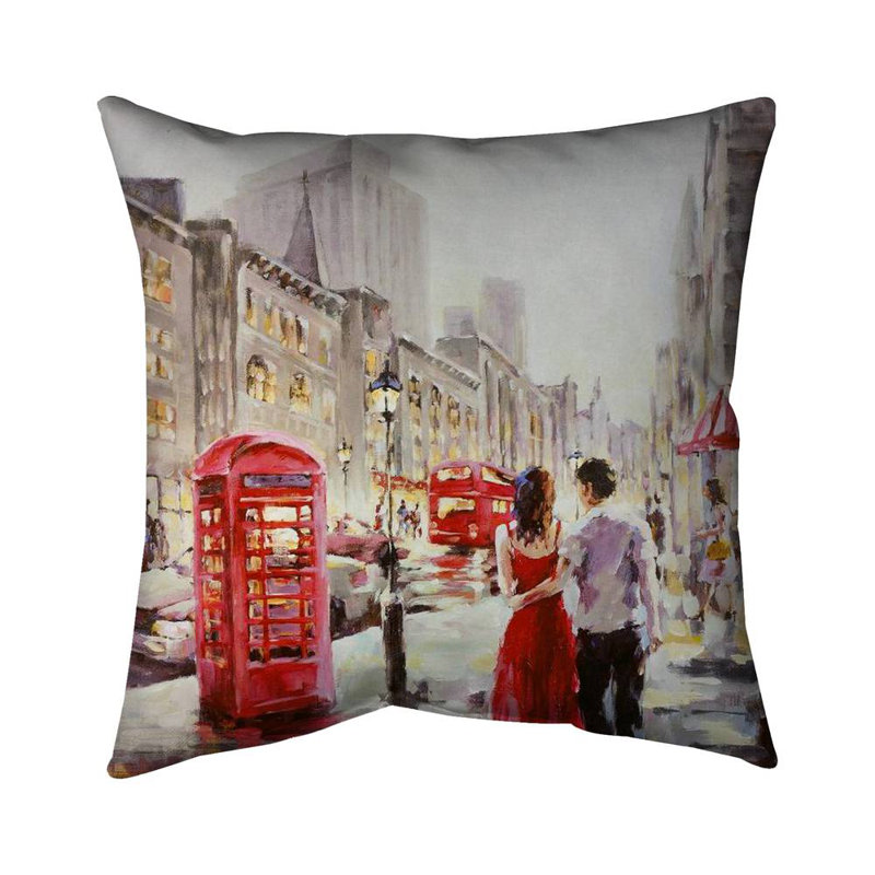 Couple Walking Square Pillow Cover & Insert, 16" H x 16" W, No Fill