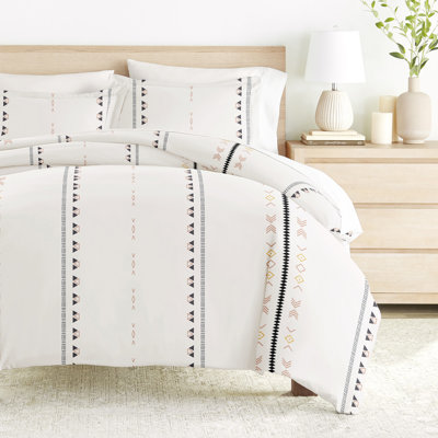 Ensemble de housse de couette avec literie en microfibre ultra douce à motif géométrique naturel