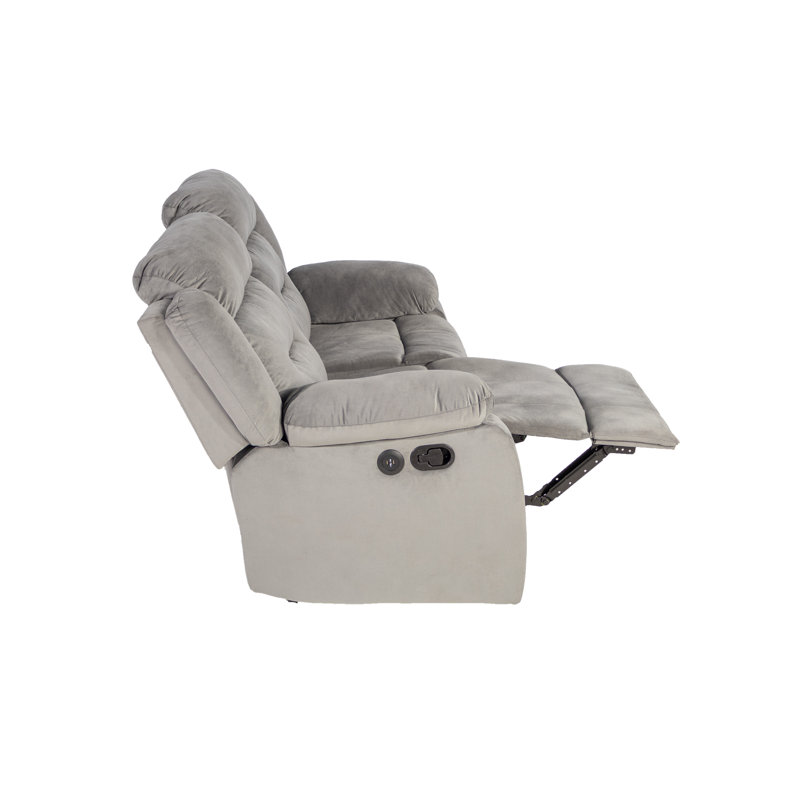 61'' Velvet Reclining Loveseat, Dark Gray Velvet