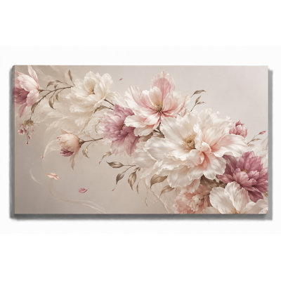 Large Blush Pink Floral Bouquet Canvas Wall Art for Bedroom Living Room Decor Romantic Botanical Flower Arrangement Artwork 24x36 Inch Canvas Print - Ready to hang