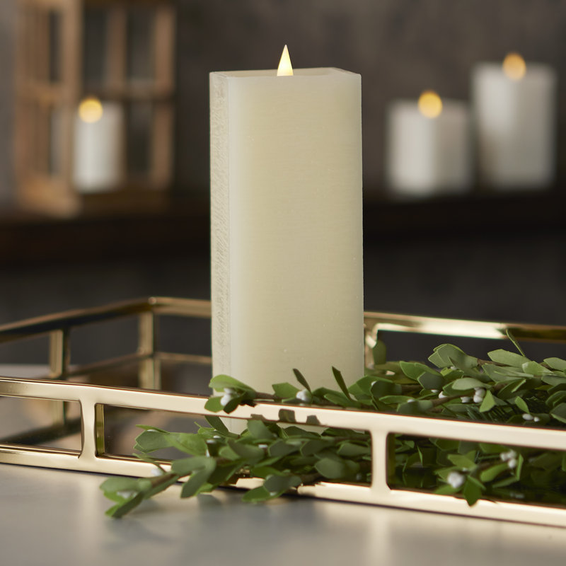 Bougie carrée classique sans flamme, 9 po x 3 po sans flamme, Ivoire ivoire