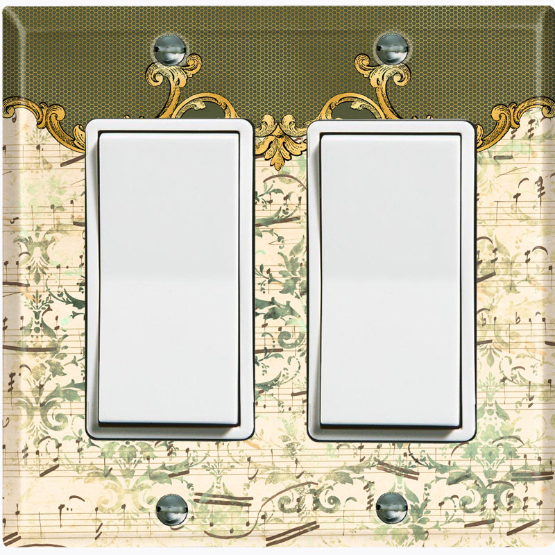 Plaque murale à 2 interrupteurs à bascule Damask Music