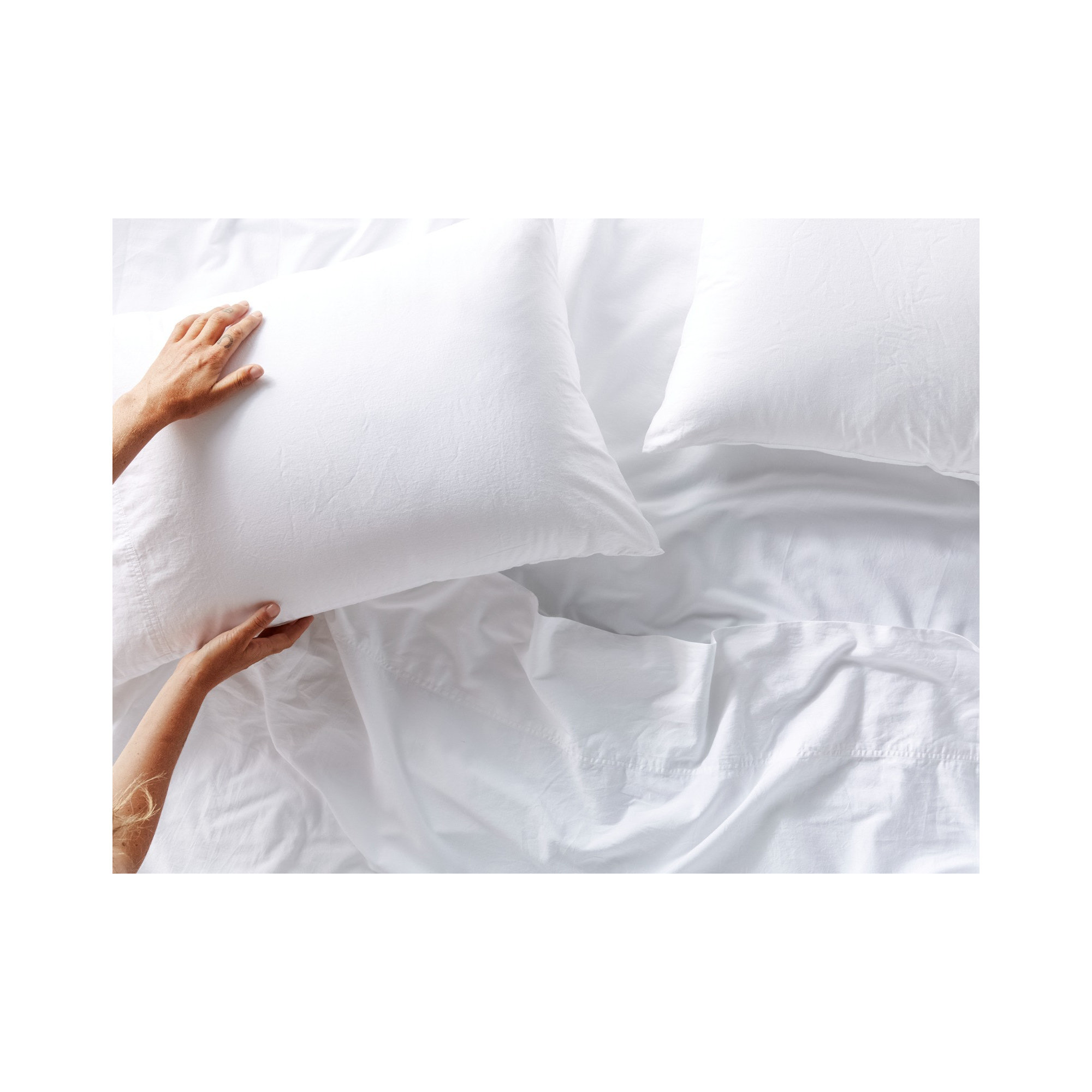 Organic Relaxed 100% Cotton Sateen Fitted Sheet, King Fitted Sheet, Alpine White