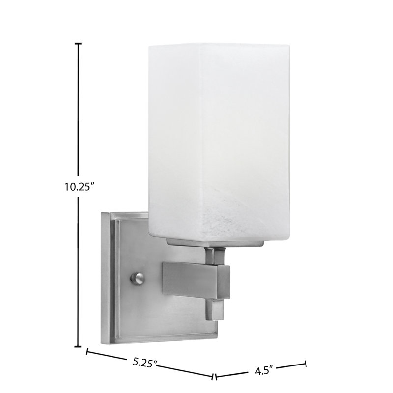 Applique murale Corbin, en verre de marbre blanc carré de 3,5 po, Nickel