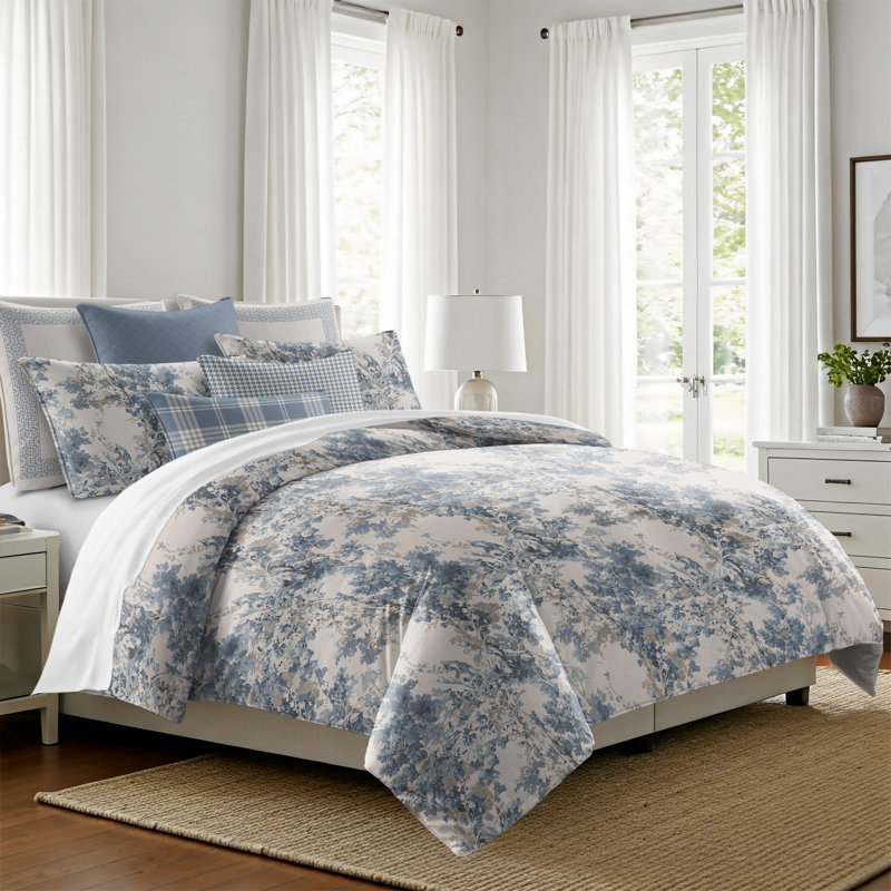 Dolce  Blue Fog Cotton Duvet Cover Set  8 Piece, California King Duvet Cover + 7 Additional Pieces