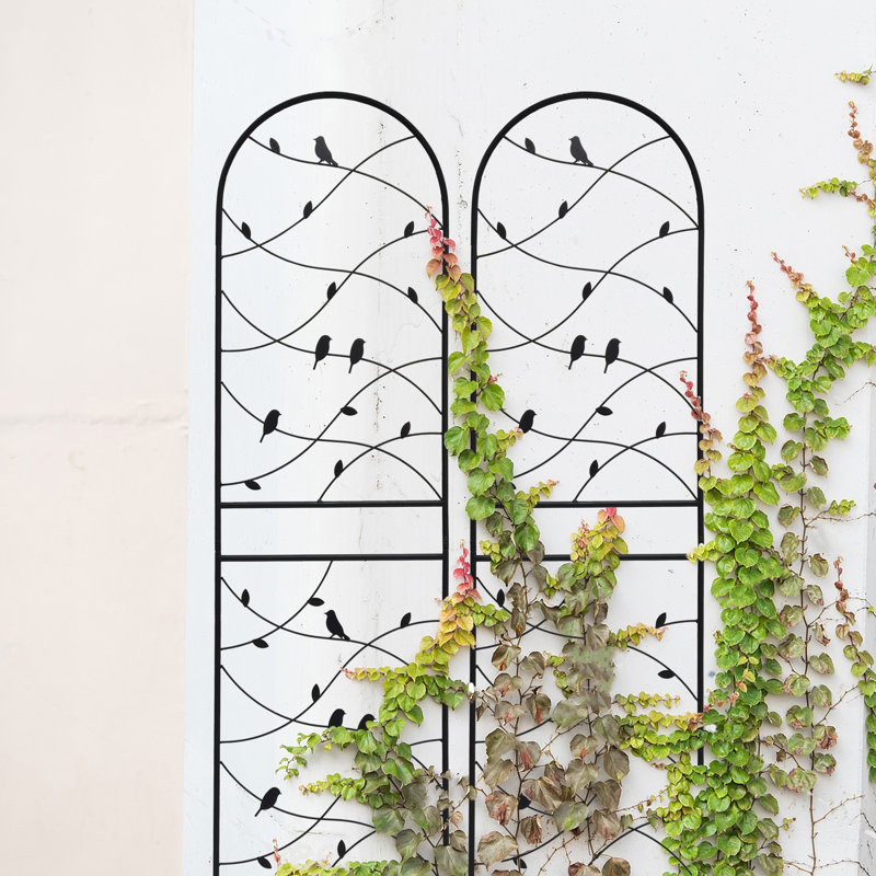 hanging plants and flowers Outsunny Metal Tall Plant Stand with Trellis and Hanging Bar, Plant Holder for Indoor Outdoor Use, 36