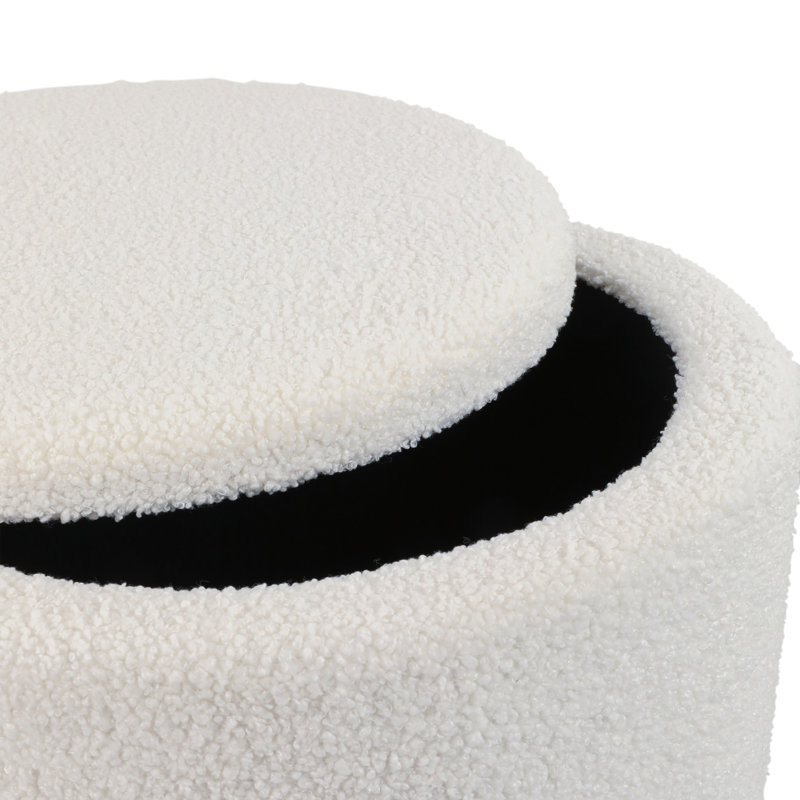Sagebrook Home White Boucle Ottoman, Fluted Design, 2-Pieces