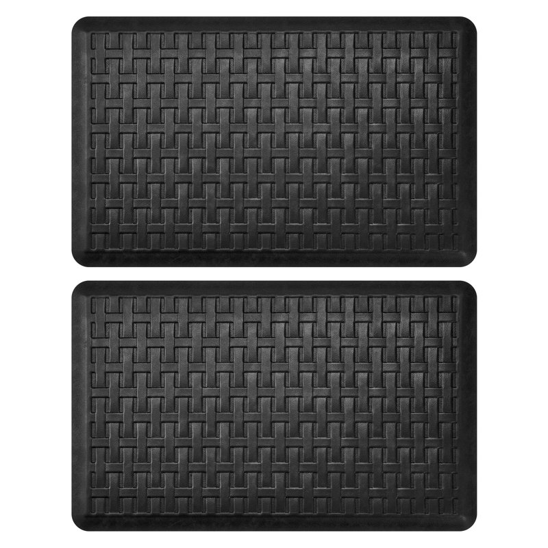  Tapis de cuisine antidérapant et antidérapant, Rectangle 1 pi 5 po x 2 pi 4 po + 1 pi 5 po x 2 pi, Noir