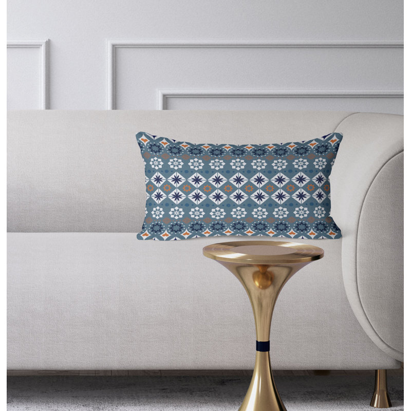 Shape Synergy  Rectangular Throw Pillow, Blue/Orange
