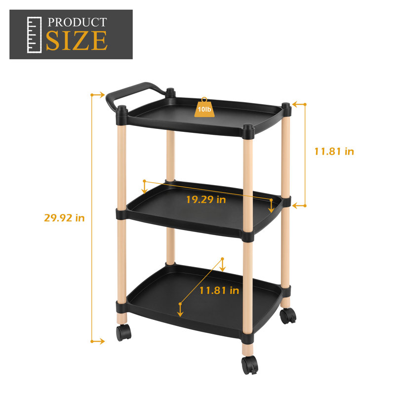 29.9'' H x 11.8'' W Utility Cart with Wheels, Black
