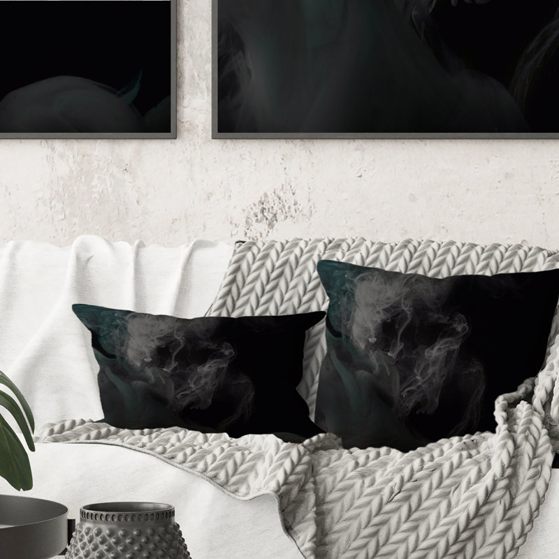 Coussin décoratif abstrait gris tourbillonnant gris abstrait I, 16 po x 16 po