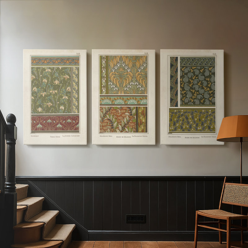 Nouveau Decorative VI - Toile tendue avec châssis sur mesure - 3 pièces, H 36 po x l 72 po