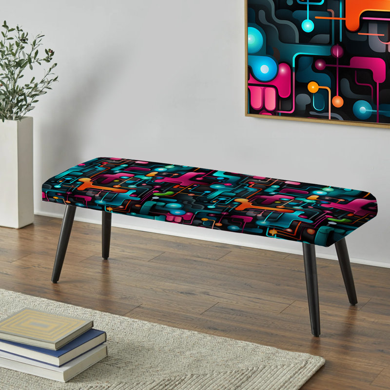 Banc rembourré géométrique noir Valancum